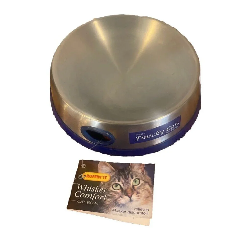 Ruffin' It 19010 Whisker Comfort Feeding Cat Bowl, Stainless Steel